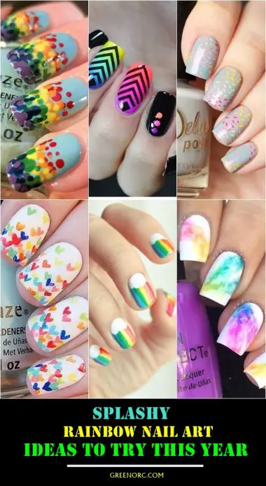 45 Splashy Rainbow Nail Art Ideas to Try This Year - Greenorc